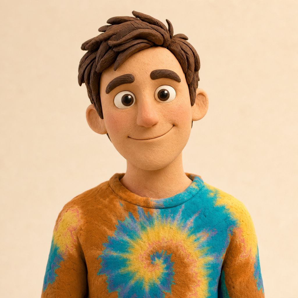 Claymation-style portrait representing Alex Jefferson